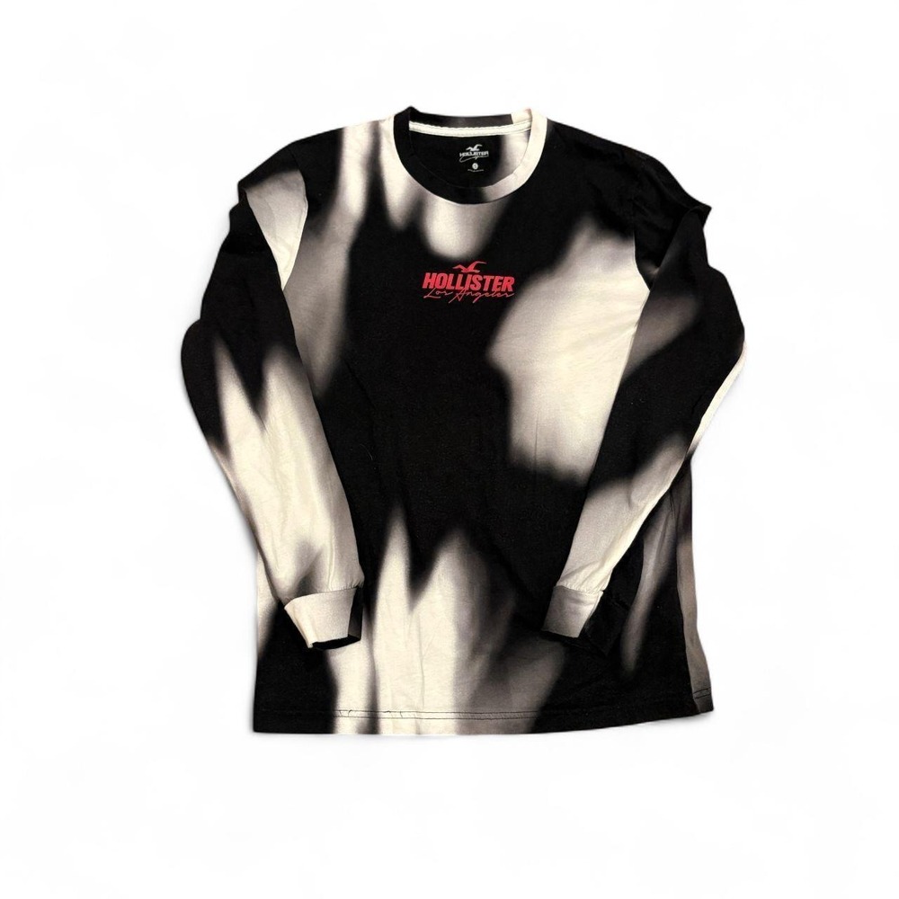 Hollister Los Angeles Mens Black Gray Long Sleeve Graphic T-Shirt Y2K Streetwear